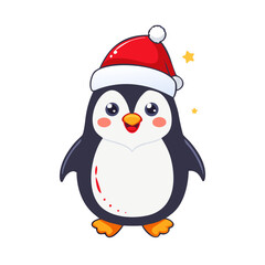 Fototapeta premium penguin with santa hat