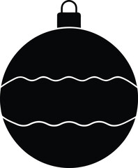 Minimalist Christmas Ornament Vector Icon with Wavy Stripe