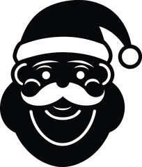 Jolly Santa Claus Head Vector Icon with White Mustache and Smile