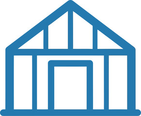 Minimalist blue house frame icon modern architectural concept vector