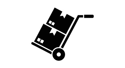 Delivery Hand Truck Icon: Shipping, Moving, or Logistics Dolly with Stacked Boxes