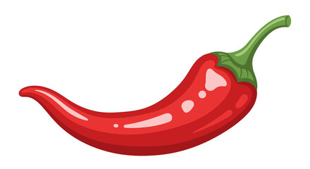 Vibrant Red Chili Pepper Illustration: Hot, Spicy Food Ingredient or Flavor Symbol