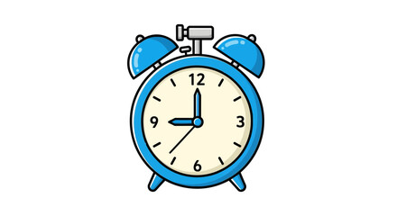 Cartoon Blue Twin-Bell Alarm Clock Time and Deadline Icon