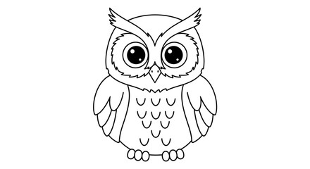 Cute Cartoon Owl Line Art for Education and Wisdom