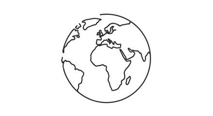 Simple Outline Icon of a World Globe Map