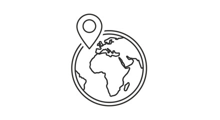 World Map Pin Location and Global Tracking Icon