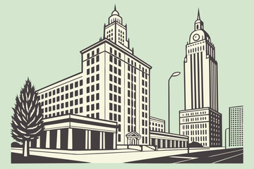 Naklejka premium Minimalist Tulsa skyline with art deco style 