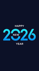 Happy New Year 2026 Modern Blue Gradient Greeting