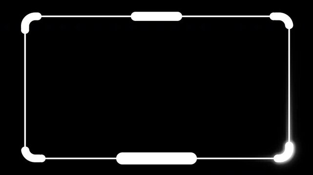 Modern animated live streaming frame with a white glowing light moving along the border, ideal for social media, vlogs, and online broadcasts,4K Includes transparent on Alpha Channel ProRes 4444