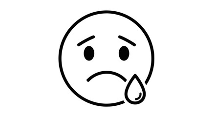 Outline Crying Sad Face Emoji Icon PNG – Tear Emotional Stress Vector