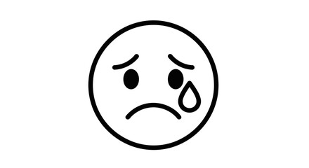 Fototapeta premium Outline Crying Sad Face Emoji Icon PNG – Tear Emotional Stress Vector