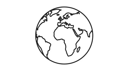 World Map Outline Globe Vector – Simple Earth Drawing Illustration