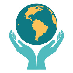 Empowerment hands holding globe peace unity concept vector illustration