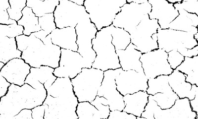 Cracked earth texture isolated on white background
