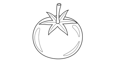 Tomato Coloring Page Outline for Kids Printable