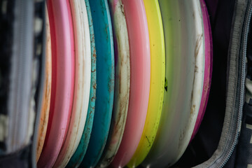 colorful disc golf discs