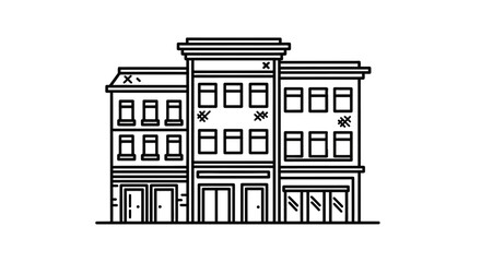 Obraz premium Architectural Illustration Depicting Three Buildings in Simple Line Art Format