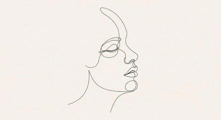 Minimalist line art of womans face in profile