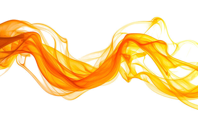 A flowing, abstract ribbon of fiery orange and yellow against a stark black backdrop - Powered by Adobe