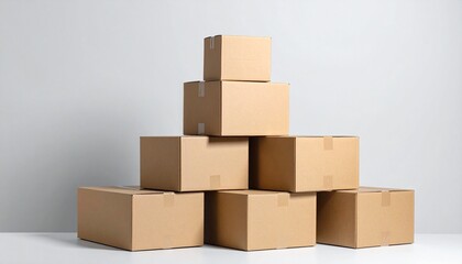 Obraz premium Stacked cardboard boxes arranged in a pyramid formation