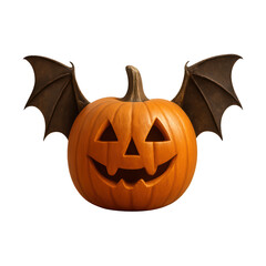 Fototapeta premium PNG Halloween pumpkin with bat wings.