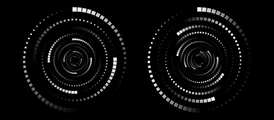 A swirling spiral of moving particles. A dynamic abstract design element. Vector technologies.