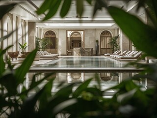 高級ホテルのプール、スパ