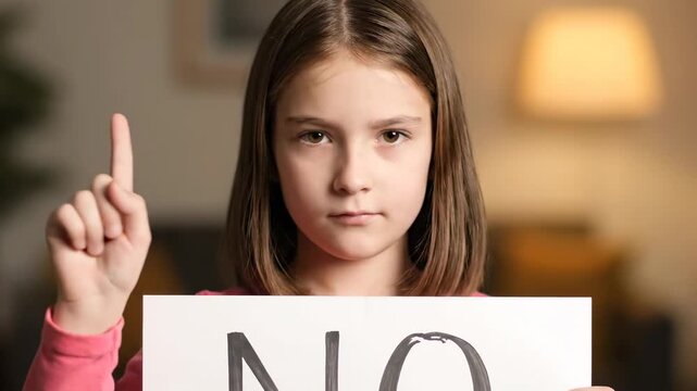 A Young Girls Firm No - A Portrait of Determination and Independence.