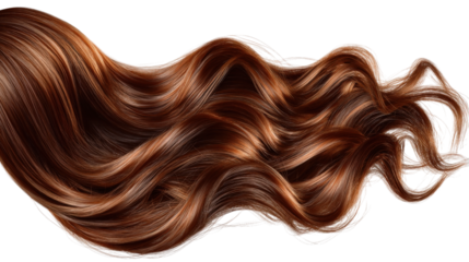 Stylish Auburn Curly Hair Isolated on Transparent Backdrop for Designers
