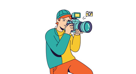 Camera Operator Capturing Moments Depicting Storytelling In This Vibrant Artistic Illustration