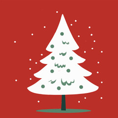 Vector illustration of Christmas tree for Christmas Day with snows