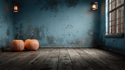 pumpkins in an old rustic room