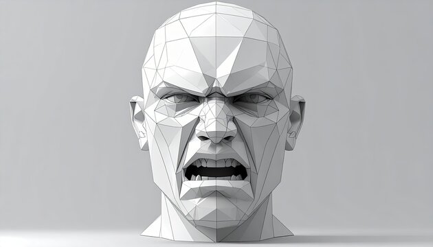 Angular male head geometric design