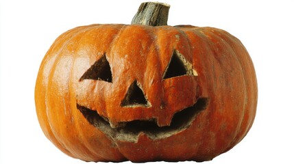 smiling halloween pumpkin on white,
