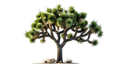 Obraz premium A large tree with spiky green foliage and a thick, dark trunk, isolated on black