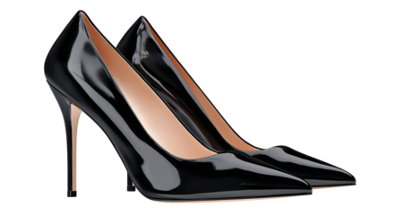Elegant black high heels showcasing sleek design and glossy finish suited for formal occasions or stylish outings Generative AI