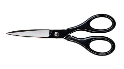 Obraz premium Black scissors with shiny blades on a white background ideal for crafting, office use, or general cutting tasks Generative AI