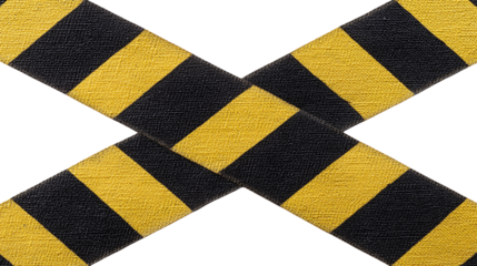 Striped fabric in black and yellow pattern arranged in a cross formation for textile design or art projects Generative AI