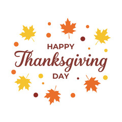 Happy Thanksgiving Day Autumn Leaves Wreath Vector Illustration