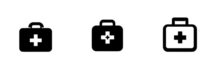 Obraz premium First aid kits with medical symbols displayed in a simple graphic layout