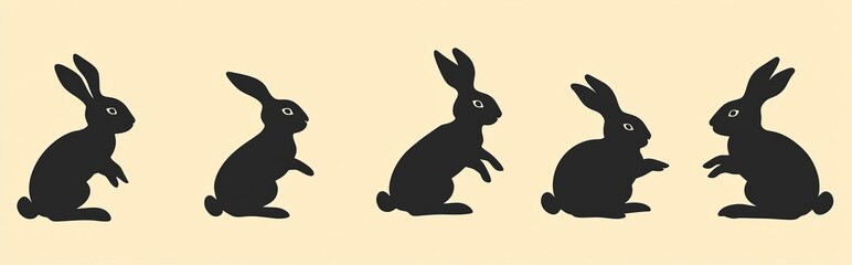The 2023 Horoscope and Asian lunar calendar feature a silhouette set of cute bunnies, perfect for Easter decorations
