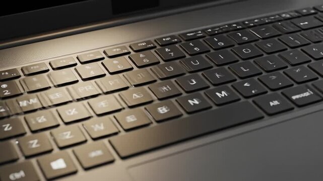 Close-up laptop keyboard, sleek design