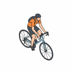 Obraz premium Isometric Full Body Cyclist Illustration Riding a Bicycle with Helmet