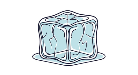 Clear, Pristine Ice Cube Illustration On Black Backdrop With Abstract Details