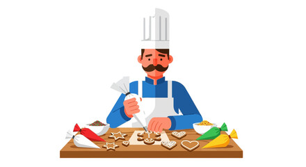 Chef Decorating Holiday Cookies: An Eye-Catching Depiction of Sweet Culinary Craftsmanship