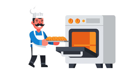 Chef Prepares Freshly Baked Goods Exclusively in A Commercial Modern Oven