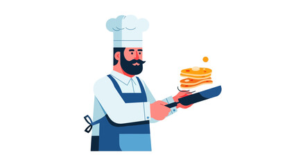 Chef Preparing Delicious Pancakes in a Pan Against Dark Backdrop Culinary Delight