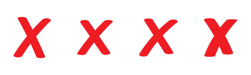 Obraz premium Hand-painted red wrong signs, red crosses brush strokes, abstract aversion icons, NO checkbox button, vector. illustration, UI elements, interface design.
