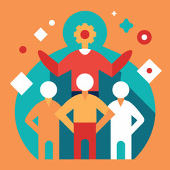 Empowerment and inclusion success teamwork concept creative vector illustration