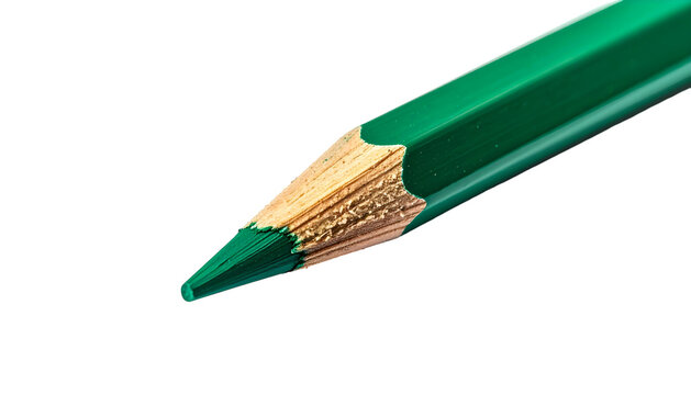 A close-up of a sharpened green colored pencil, against a stark black background - Powered by Adobe